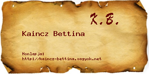 Kaincz Bettina névjegykártya